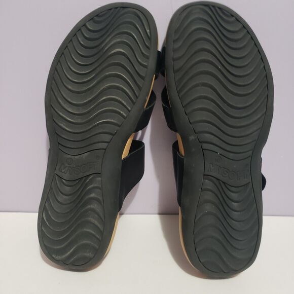 My Soft Sz 10  Black Sandals Slip On Faux Leather Women's - Picture 7 of 8